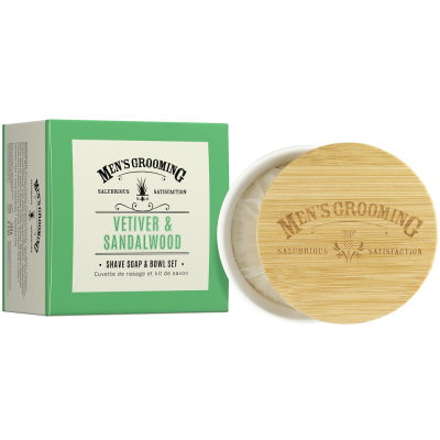 The Scottish Fine Soaps Company Vetiver and Sandalwood Shave Soap and Bowl Set (100g)