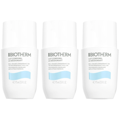 Biotherm Lait Corporel Deodorant Roll-On (3 x 75 ml)