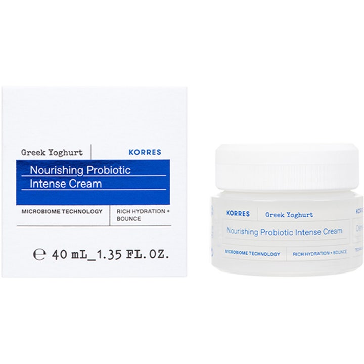Korres Greek Yoghurt Nourishing Probiotic Intense Cream 40 ml ravitseva kasvovoide valkoisessa purkissa ja pakkauksessa