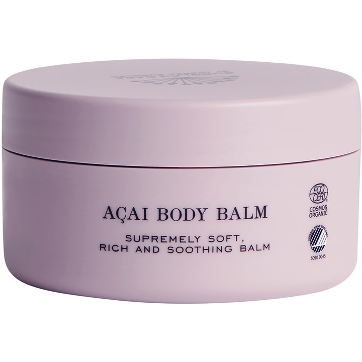 Rudolph Care Açai Body Balm pehmentävä ja rauhoittava vartalovoide vaaleanvioletissa pyöreässä purkissa