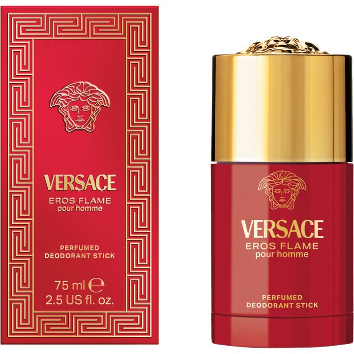 Versace Eros Flame Deostick 75 ml miesten deodorantti punaisessa hylsyssä upealla kultaisella korkilla.