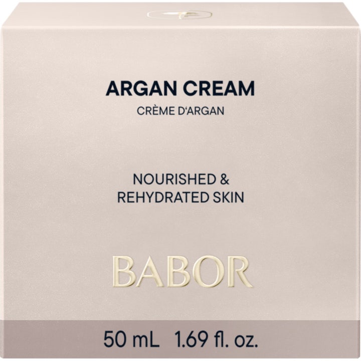 Babor Argan Cream 50 ml ravitseva ja silottava päivävoide tyylikkäässä valkoisessa pahvipakkauksessa.