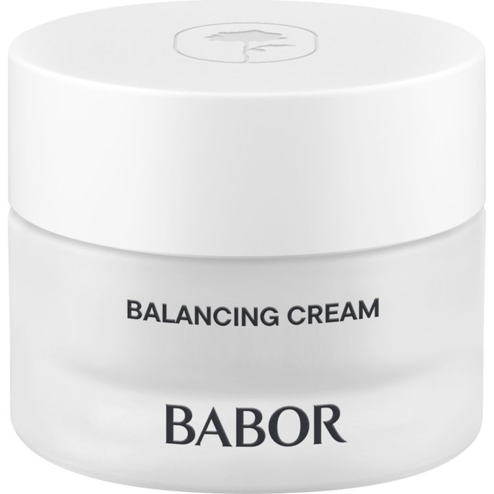 Babor Skinovage Balancing Cream 50 ml tasapainottava kasvovoide valkoisessa huurteisessa lasipurkissa.