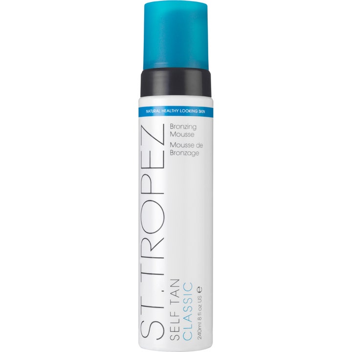 St. Tropez Self Tan Classic Bronzing Mousse 240 ml itseruskettava vaahto valkoisessa pullossa sinisellä korkilla