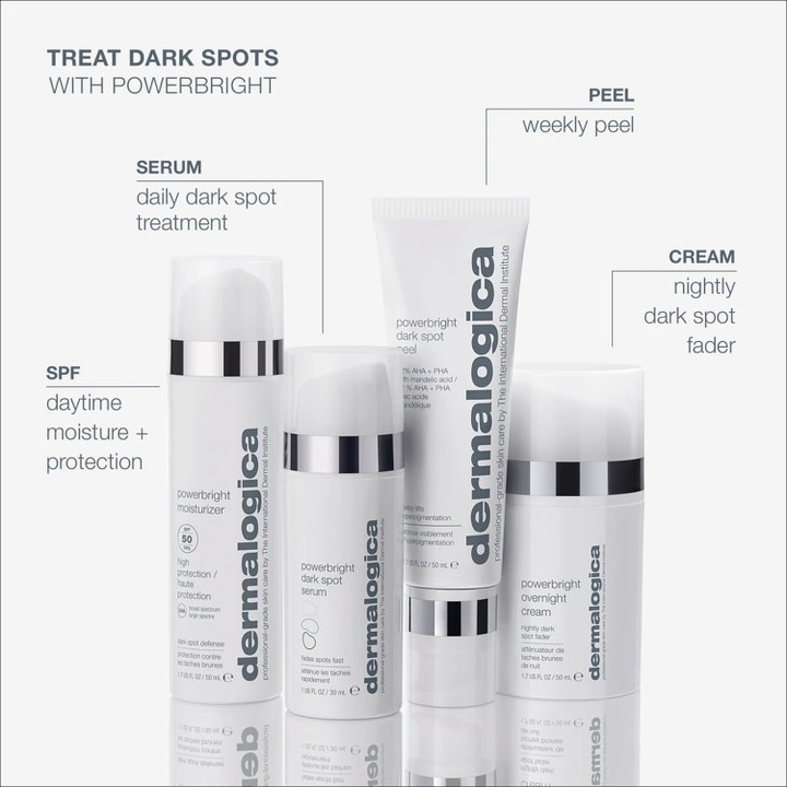 Dermalogica PowerBright Dark Spot System pigmenttiläiskiä vaalentava setti valkoisissa ja hopeisissa pakkauksissa