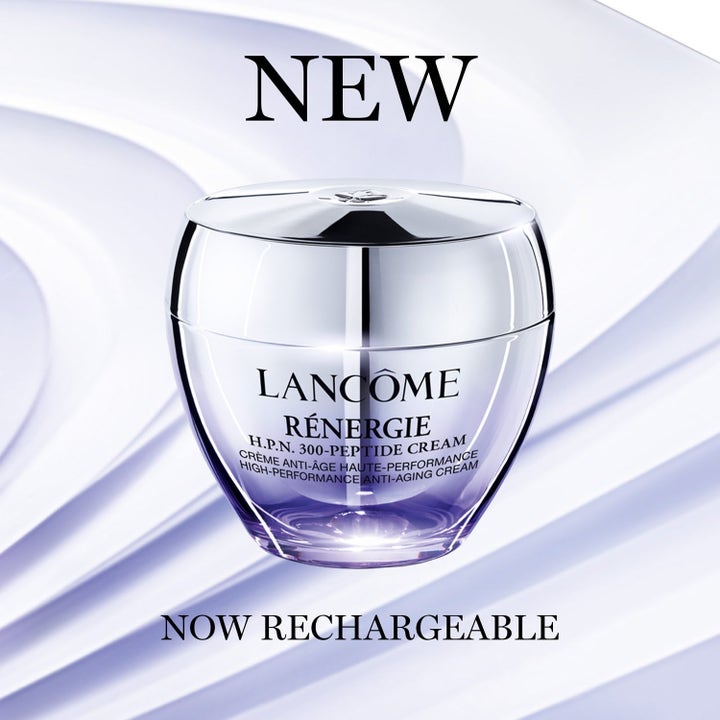 Lancôme Rénergie H.P.N. 300-Peptide Cream kiinteyttävä antiage kasvovoide hopeisessa ja liilassa lasipurkissa