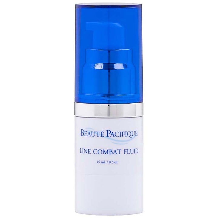 Beauté Pacifique Line Combat Fluid 15 ml juonteita silottava seerumi valkoisessa pullossa ja läpinäkyvä sininen korkki