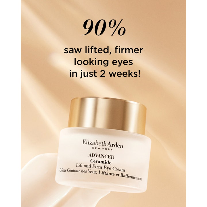 Elizabeth Arden Ceramide Lift & Firm Advanced Eye Cream 15 ml silmänympärysvoide ja teksti 90 % tuloksista.