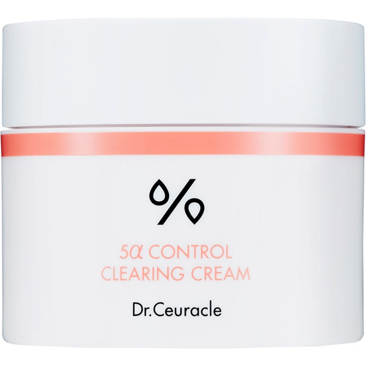 Dr. Ceuracle 5α Control Clearing Cream 50 ml tasapainottava kasvovoide valkoisessa purkissa oranssilla raidalla.