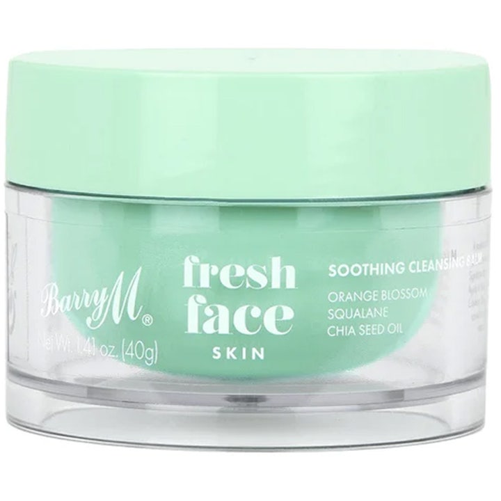 Barry M Fresh Face Soothing Cleansing Balm 40g rauhoittava puhdistusvoide mintunvihreässä ja kirkkaassa purkissa.