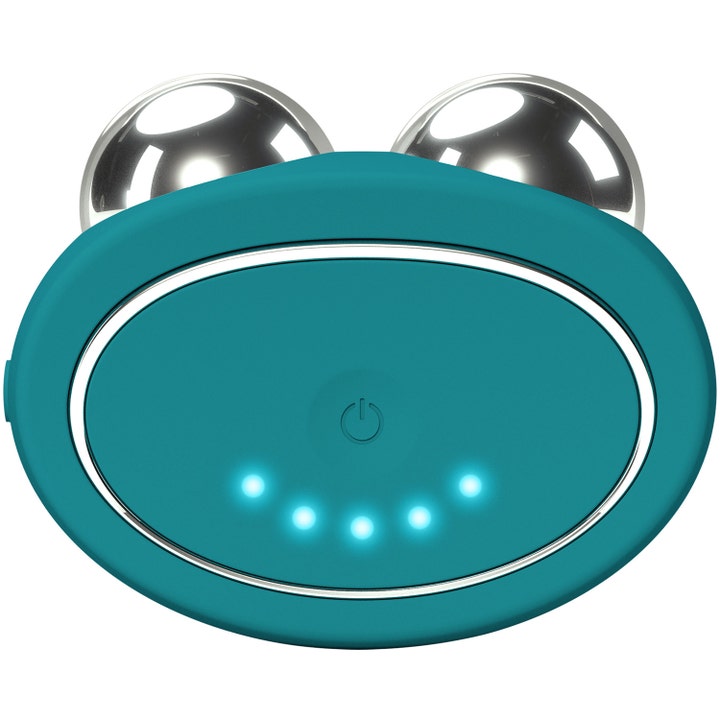 FOREO BEAR™ 2 Evergreen 1 kpl kiinteyttävä mikrovirtalaite turkoosi silikonirunko hopeisilla palloilla ja sinisillä valoilla