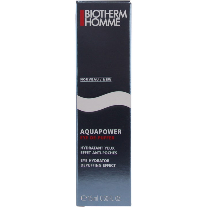 Biotherm Homme Aquapower 15 ml turvotusta vähentävä silmänympärysvoide tummansinisessä pakkauksessa.