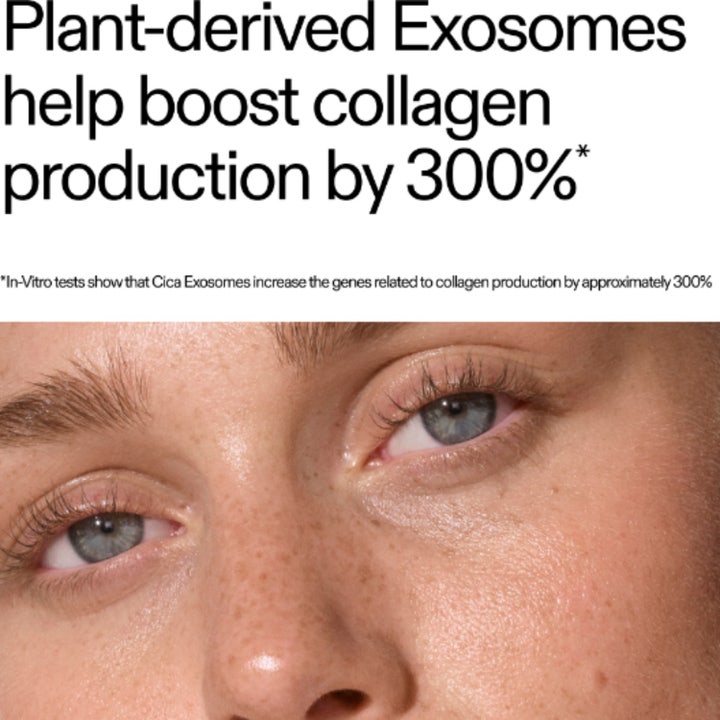 The INKEY List Exosome Hydro-Glow Complex 30 ml seerumi lisää kollageenia. Iho ja teksti boost collagen production by 300%.