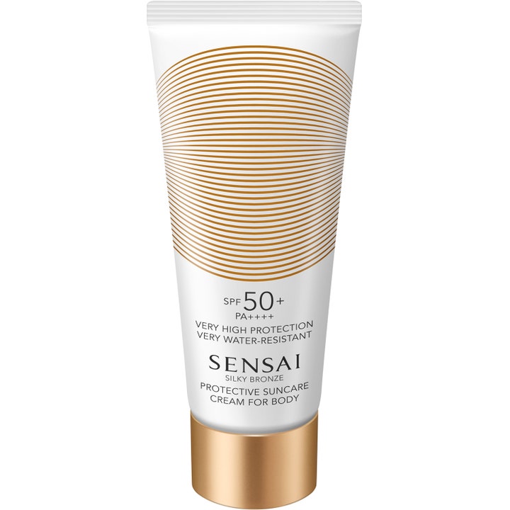 Sensai Silky Bronze Protective Suncare Cream For Body 150 ml aurinkovoide SPF 50 valkoinen tuubi kultaisella kuviolla