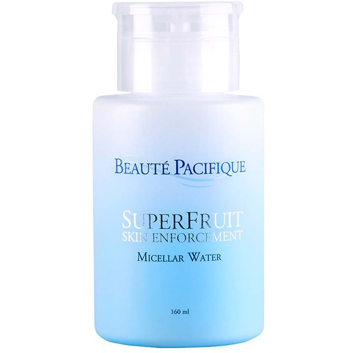 Beauté Pacifique SuperFruit Micellar Water 160 ml puhdistusvesi vaaleansinisessä mattapintaisessa pullossa.