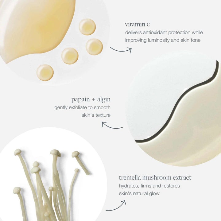 Dermalogica BioLumin-C Eye Serum Duo kirkastava silmänympärysseerumi ja infografiikka C-vitamiinista ja sieniuutteesta