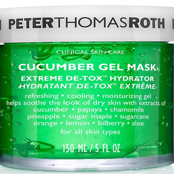 Peter Thomas Roth Cucumber Gel Mask 150 ml kosteuttava kasvonaamio vihreässä purkissa jossa on kuplivaa geeliä