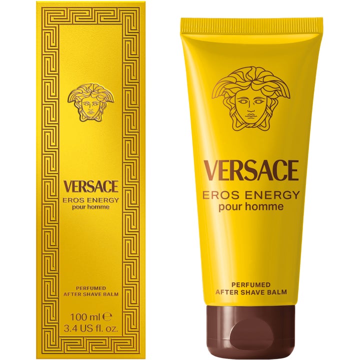Versace Eros Energy 100 ml parfymoitu after shave -balsami keltaisessa tuubissa jossa on Medusa-logo