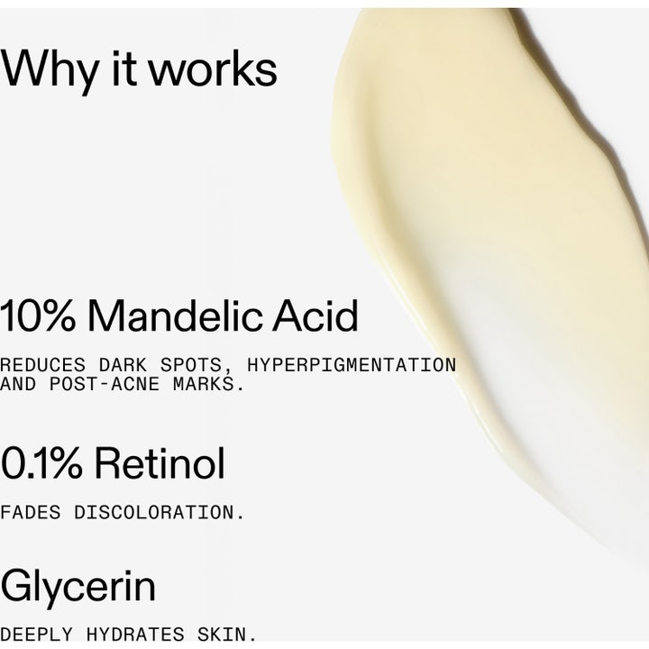 The INKEY List Mandelic Acid Treatment 15 ml seerumi vaalentaa pigmenttiläiskiä ja sisältää retinolia.