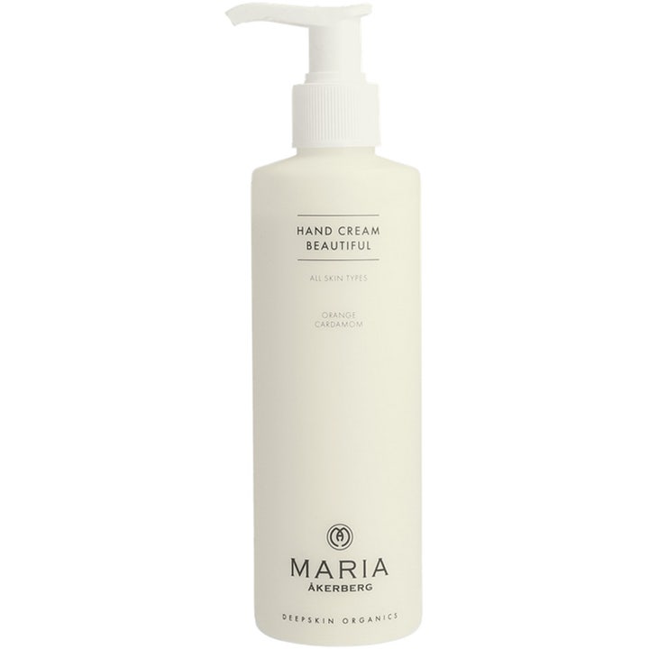 Maria Åkerberg Hand Cream Beautiful 250 ml kosteuttava käsivoide valkoisessa pumppupullossa.