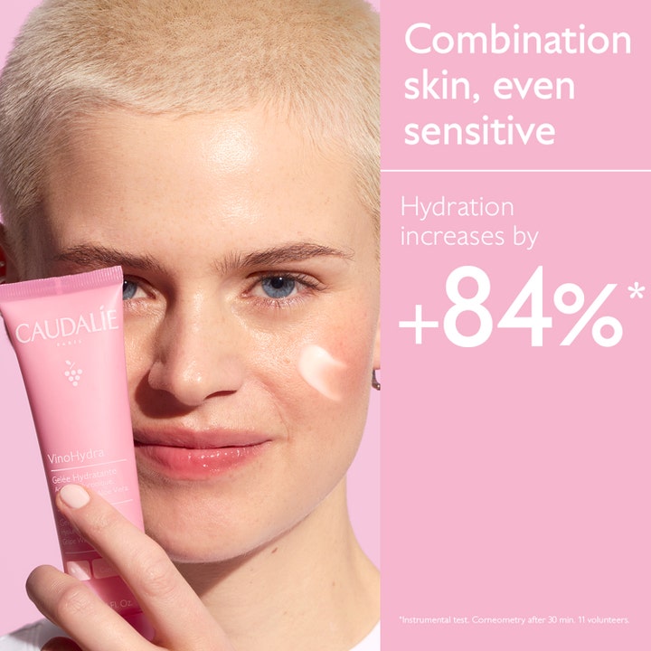Caudalie Vinohydra Gel Moisturizer 60 ml kosteusvoide vaaleanpunaisessa tuubissa lisää kosteutta 84 %