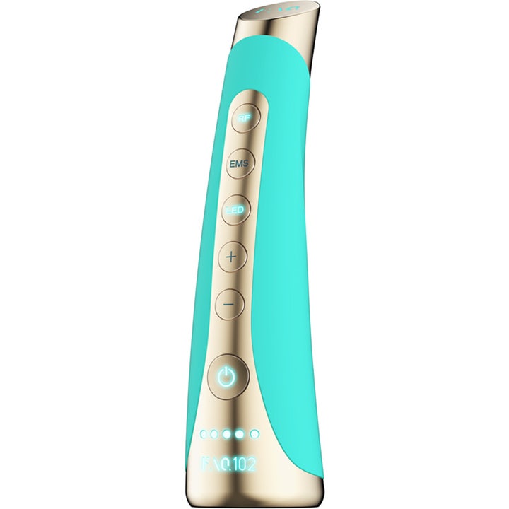 FAQ Swiss FAQ 102 LED-Pulse Facial Device Topaz 1 kpl kiinteyttävä kasvolaite turkoosi ja kultainen muotoilu painikkeilla