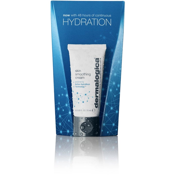 Dermalogica Skin Smoothing Cream 2 x 15 ml kosteuttava kasvovoide valkoisessa tuubissa ja sininen 48h hydration pakkaus.