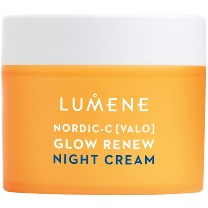Lumene Nordic-C Valo Glow Renew Night Cream 50 ml heleyttävä yövoide oranssissa lasipurkissa valkoisella korkilla