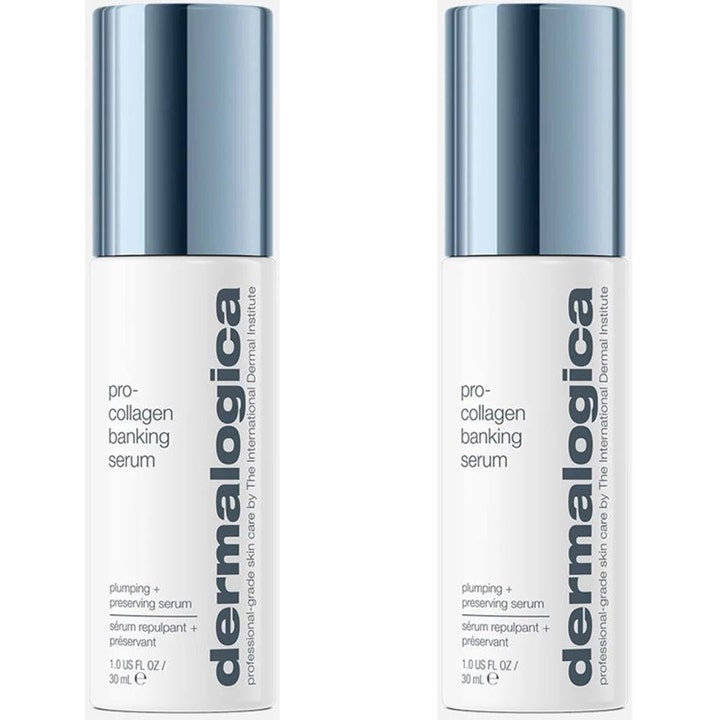 Dermalogica Pro-Collagen Banking Serum 30 ml kiinteyttävä seerumi kaksi valkoista pumppupulloa sinisillä korkeilla