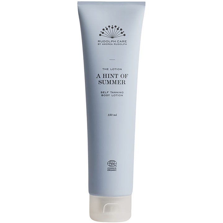 Rudolph Care A Hint of Summer 150 ml itseruskettava vartalovoide luo päivettyneen hehkun vaaleassa tuubissa.