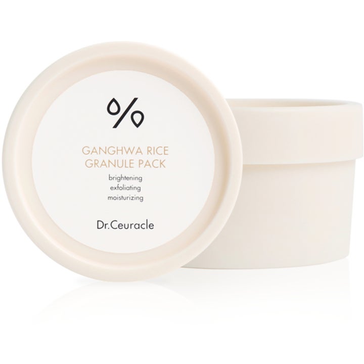 Dr. Ceuracle Ganghwa Rice Granule Pack 115 g kirkastava kasvonaamio beigessä purkissa valkoisella kannella
