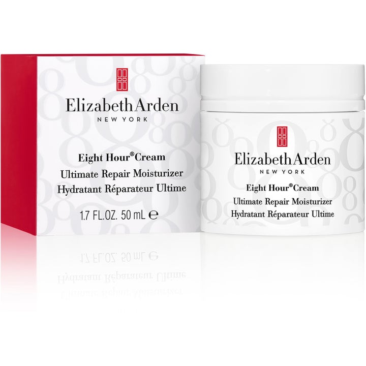 Elizabeth Arden Eight Hour Cream Ultimate Repair Moisturizer 50 ml korjaava kasvovoide valkoisessa purkissa ja pakkauksessa