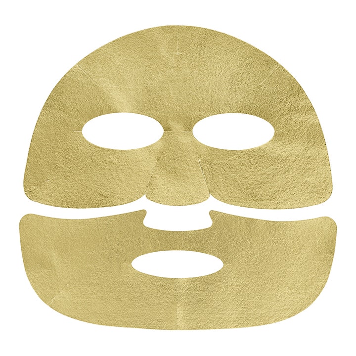 Holika Holika Prime Youth Gold Foil Mask 25 g elvyttävä kaksiosainen kangasmaski hohtavalla kultaisella foliolla.
