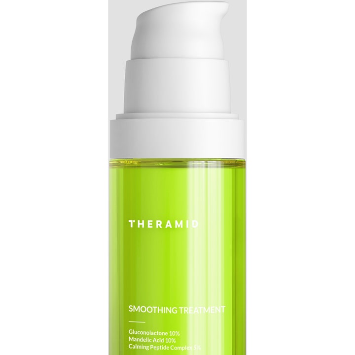 Niche Beauty Lab Theramid Smoothing Treatment 30 ml silottava anti-aging-seerumi vihreässä pumppupullossa