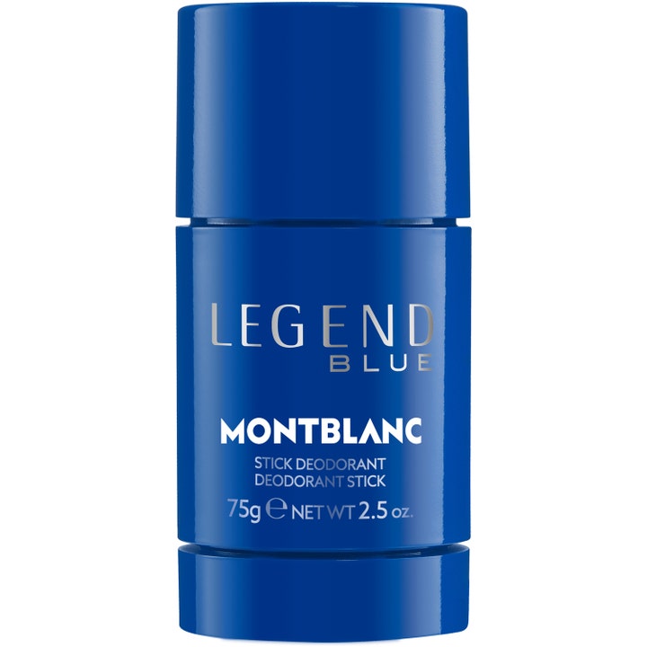 Montblanc Legend Blue 75g stick-deodorantti antaa raikkautta syvän sinisessä hylsyssä vaalealla tekstillä.