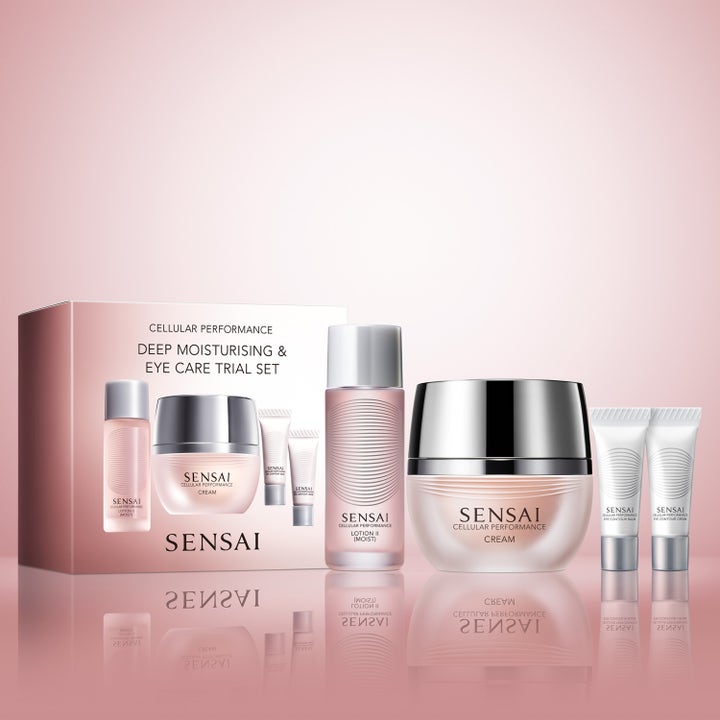 Sensai Cellular Performance Deep Moisturising & Eye Care Trial Set 64 ml kosteuttava setti hopeakantisissa lasipurkeissa