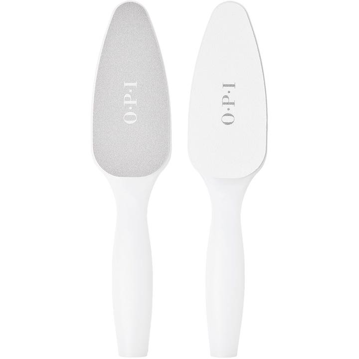 OPI ProSpa Advanced Softening Foot File pehmittävä jalkaviila, jossa on valkoinen varsi sekä harmaa ja valkoinen hiomapinta.