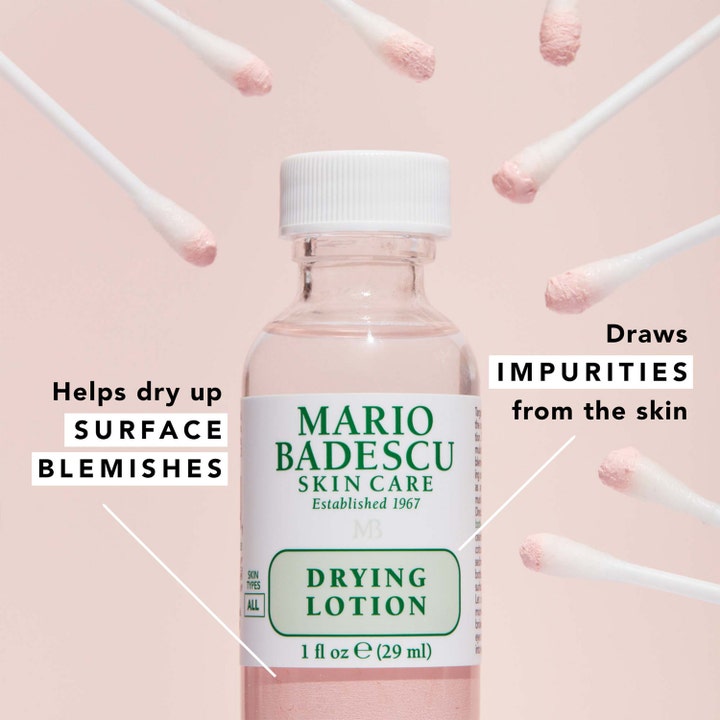 Mario Badescu Drying Lotion 29 ml finnejä kuivattava paikallishoito ja vaaleanpunaisia pumpulipuikkoja