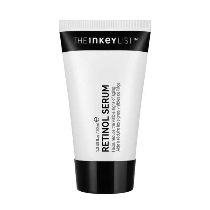 The Inkey List Retinol Serum 30 ml ikääntymisen merkkejä häivyttävä seerumi valkoisessa tuubissa mustalla korkilla.