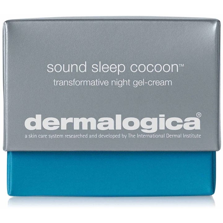 Dermalogica Sound Sleep Cocoon 50 ml elvyttävä yövoide harmaalla kannella ja sinisellä pohjalla.