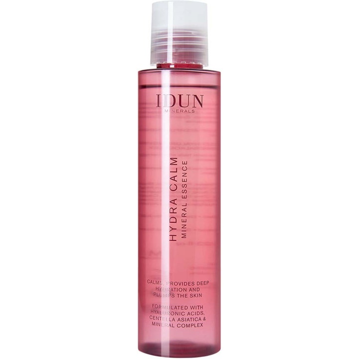 IDUN Minerals Hydra Calm Mineral Essence 150 ml syväkosteuttava hoitoneste läpikuultavassa vaaleanpunaisessa pullossa