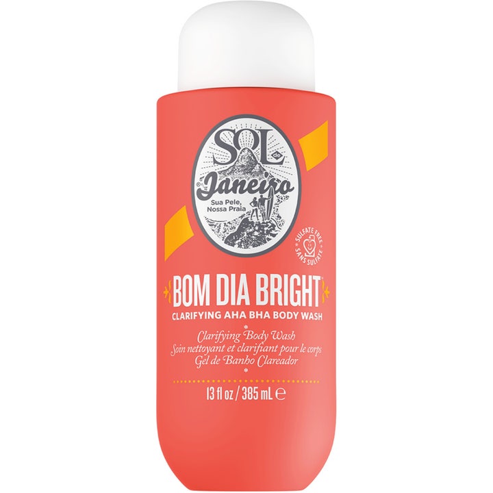 Sol de Janeiro Bom Dia Bright Body Wash 385 ml kirkastava AHA BHA suihkugeeli oranssissa pullossa valkoisella korkilla