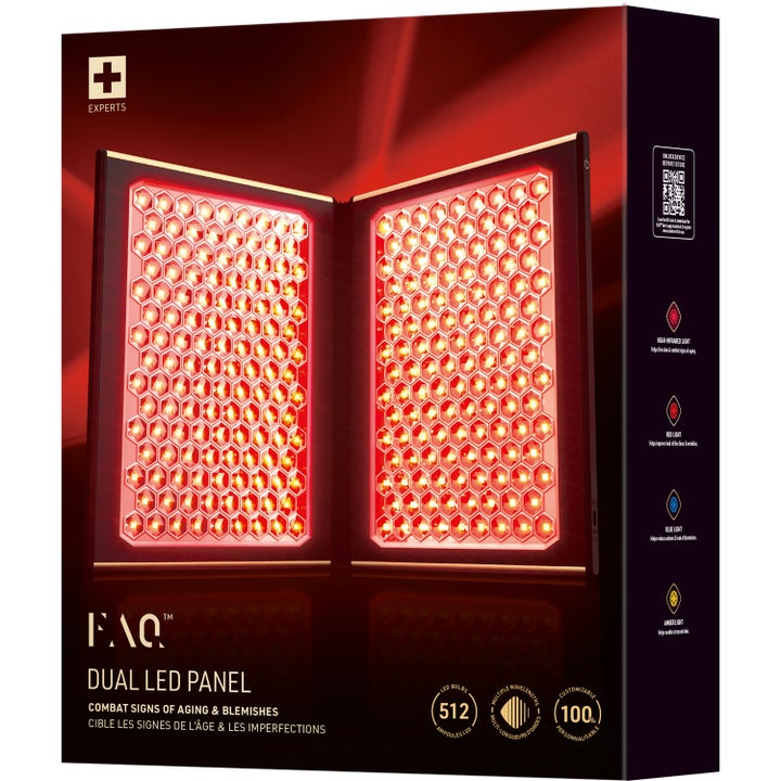 FAQ Swiss FAQ™ Dual Led Panel 1 kpl ihonhoitolaite häivyttää ikääntymisen merkkejä mustassa pakkauksessa punaisella valolla