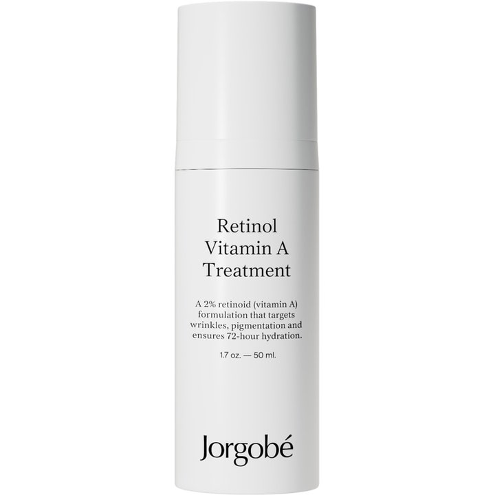 Jorgobé Retinol Vitamin A Treatment 50 ml ryppyjä häivyttävä hoitotuote valkoisessa pelkistetyssä pumppupullossa.