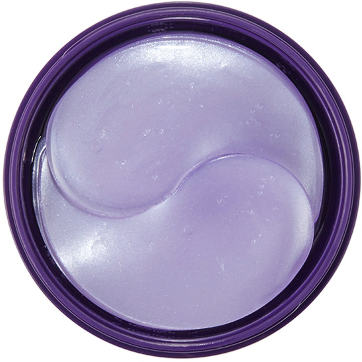 Mizon Collagen Eye Gel Patch 60 kpl kiinteyttävät silmänympäryslaput ovat hohtavan purppuranvärisiä hydrogeelinaamioita