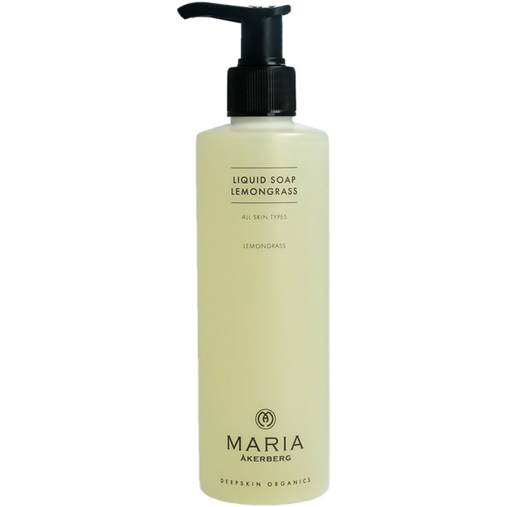 Maria Åkerberg Liquid Soap Lemongrass 250 ml raikastava käsisaippua läpikuultavassa pumppupullossa mustalla korkilla