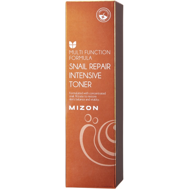 Mizon Snail Repair Intensive Toner 100 ml uudistava kasvovesi ruskeassa pahvipakkauksessa.