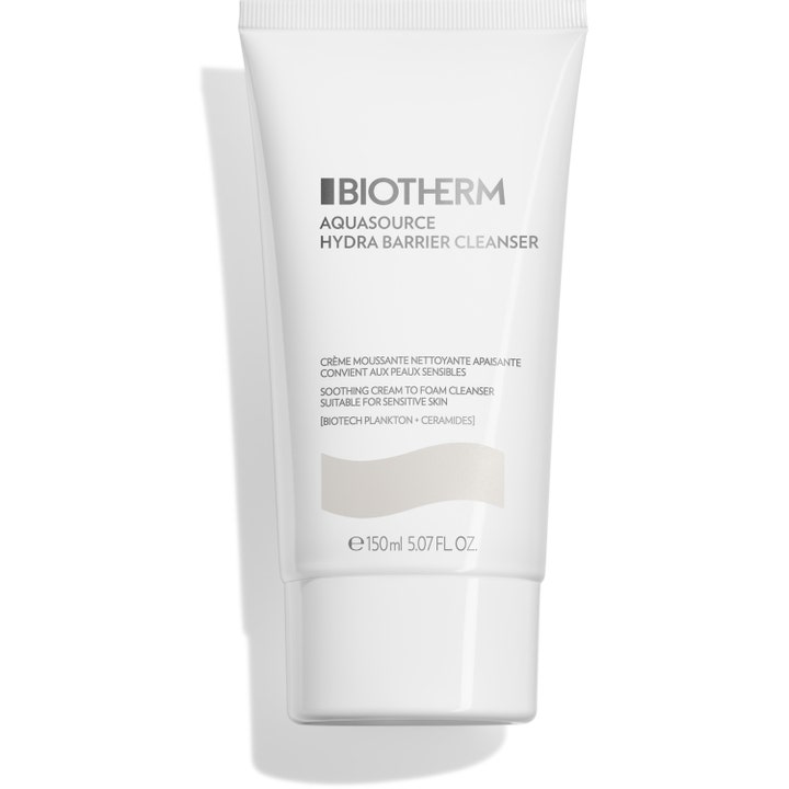 Biotherm Aquasource Hydra Barrier Cleanser 150ml rauhoittava puhdistusvoide herkälle iholle valkoisessa tuubissa