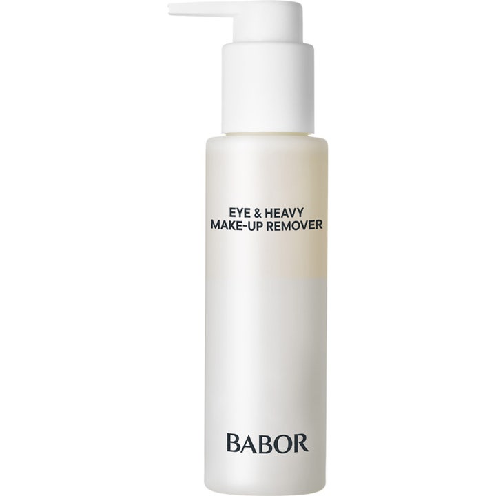 Babor Eye & Heavy Make-up Remover 100 ml puhdistava silmämeikinpoistoaine valkoisessa huurteisessa pumppupullossa