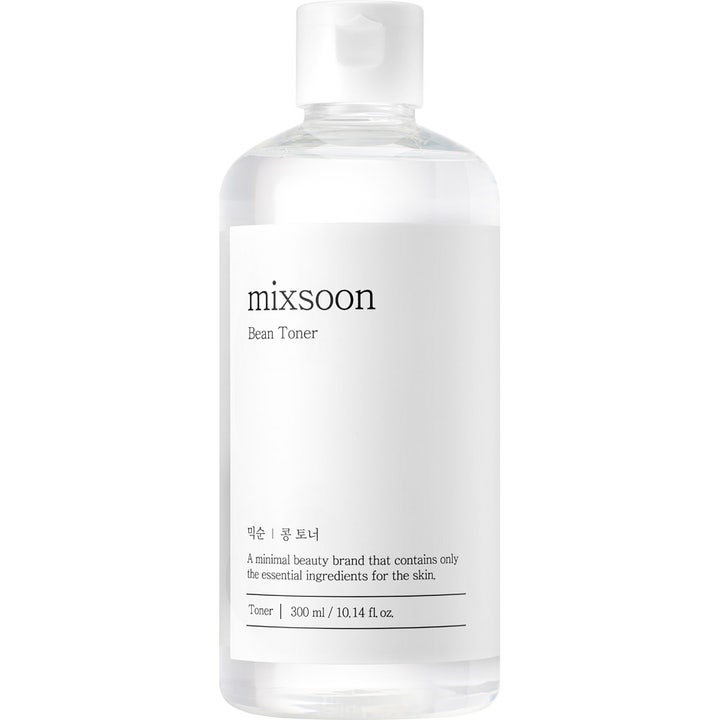 Mixsoon Bean Toner 300 ml kosteuttava kasvovesi kirkkaassa muovipullossa jossa on valkoinen etiketti ja korkki